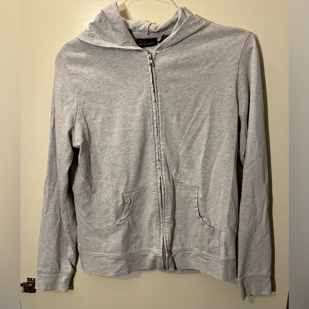 NY&C. Large gray. Full Zip Up Hoodie Sweater. Excellent condition, like new.